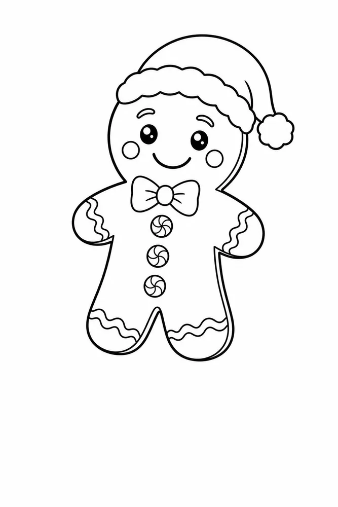 Christmas Gingerbread Coloring Pages preview: Christmas Gingerbread Christmas gingerbread front portrait coloring page