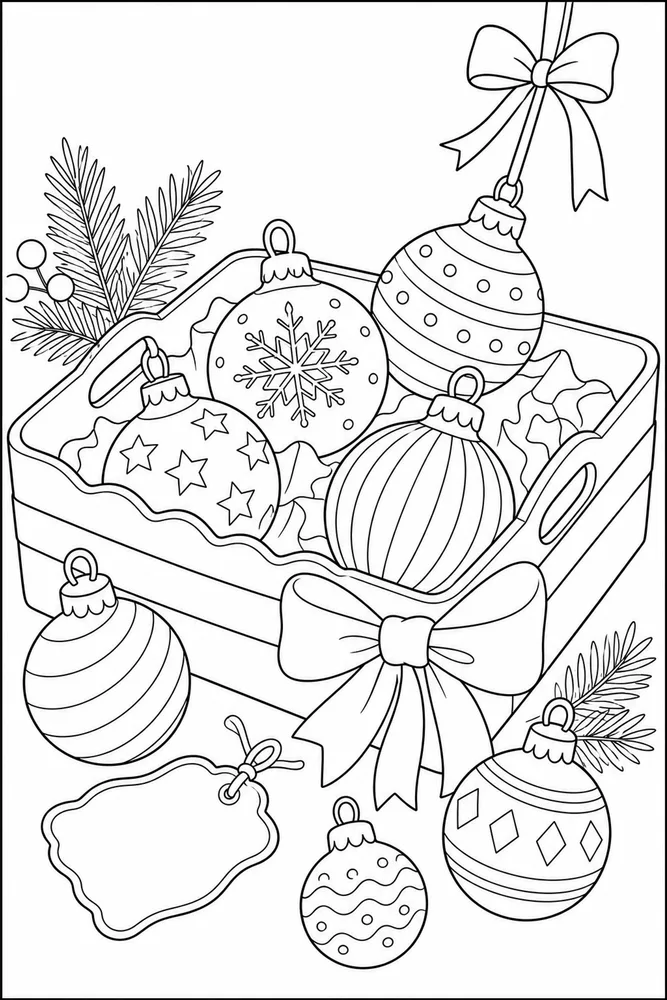 Christmas Ornaments Christmas ornaments activity scene coloring page