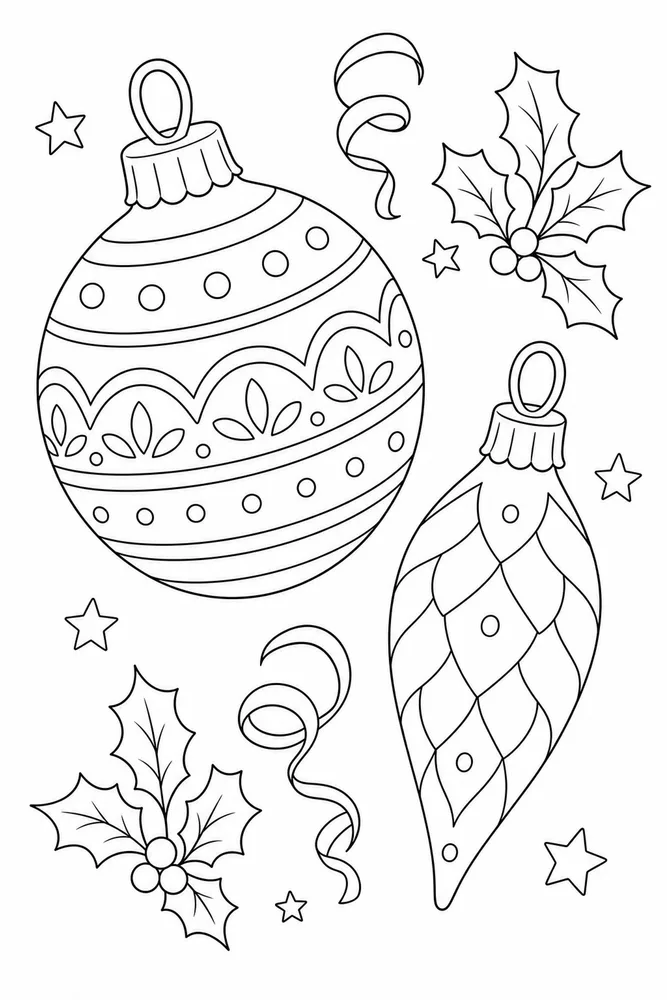 Christmas Ornaments Christmas ornaments family scene coloring page