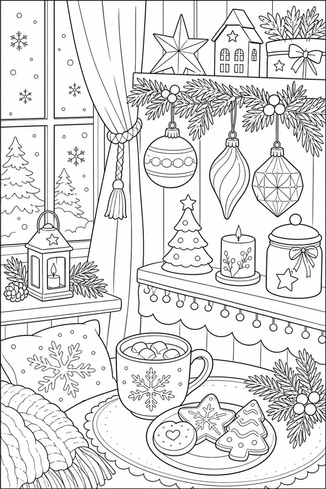 Christmas Ornaments Christmas ornaments habitat background coloring page