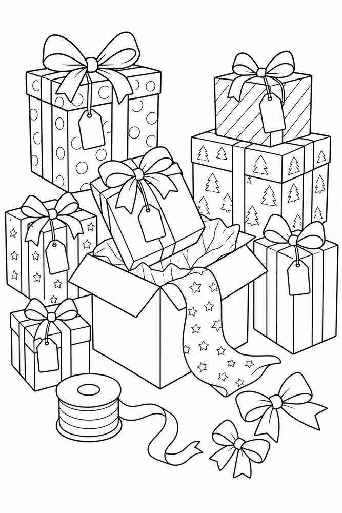 Christmas Presents Christmas presents activity scene coloring page