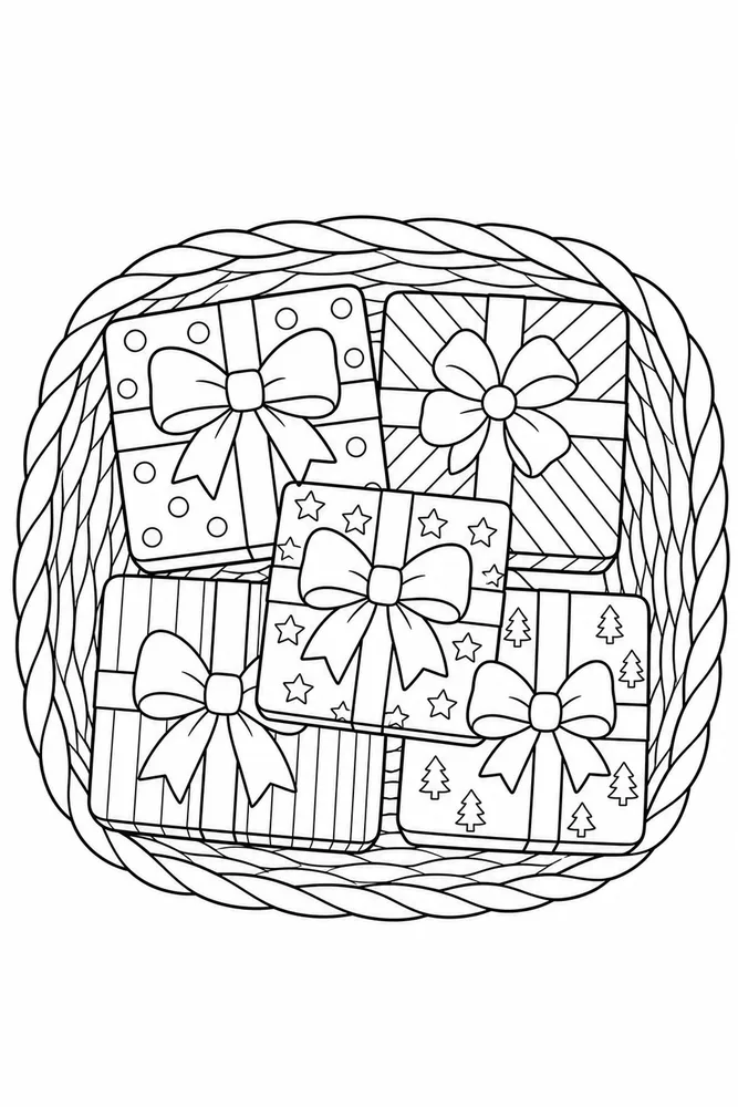 Christmas Presents Christmas presents cozy indoor moment coloring page