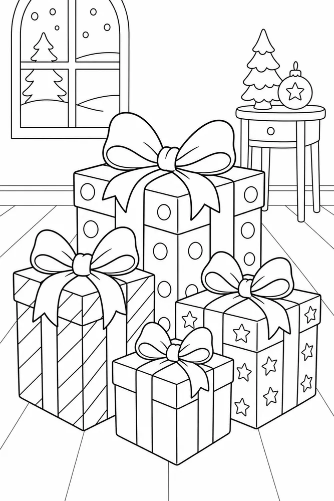Christmas Presents Christmas presents habitat background coloring page
