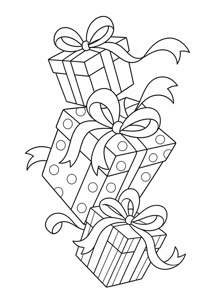 Christmas Presents Christmas presents playful pose coloring page