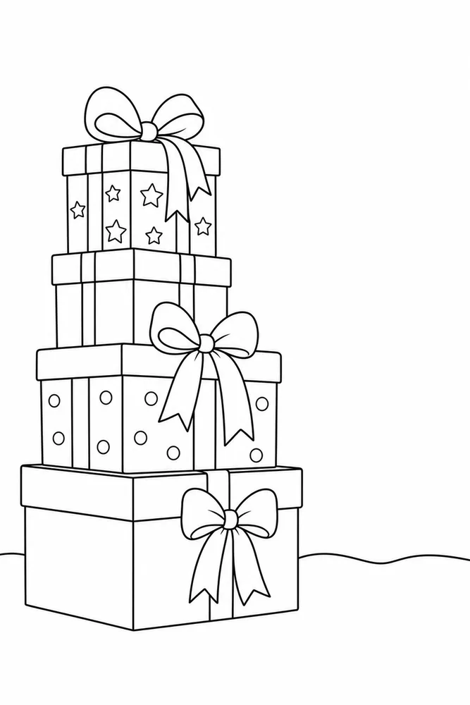 Christmas Presents Christmas presents simple scene coloring page