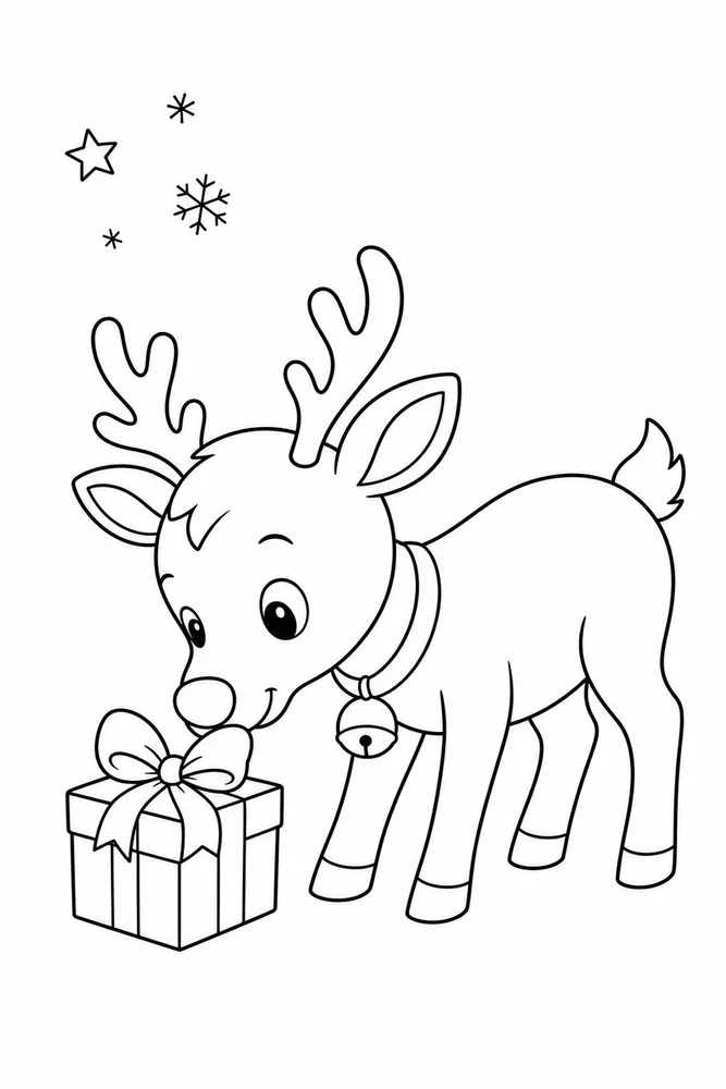 Christmas Reindeer Christmas reindeer easy beginner page coloring page