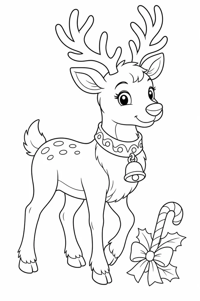 Christmas Reindeer Christmas reindeer front portrait coloring page