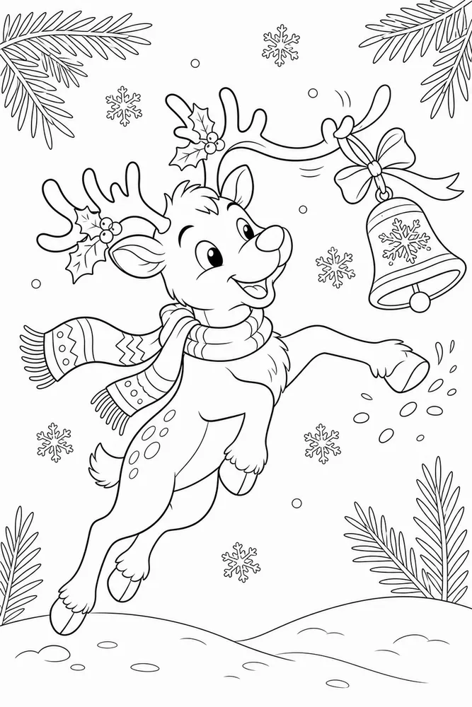 Christmas Reindeer Christmas reindeer playful pose coloring page