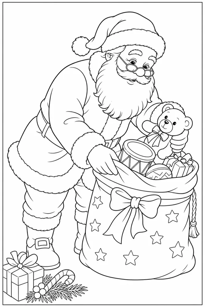 Christmas Santa Claus Christmas santa claus activity scene coloring page