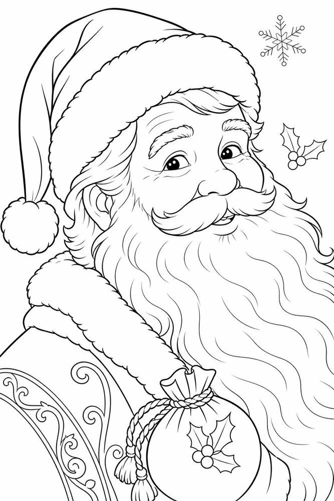 Christmas Santa Claus Christmas santa claus close up detail coloring page