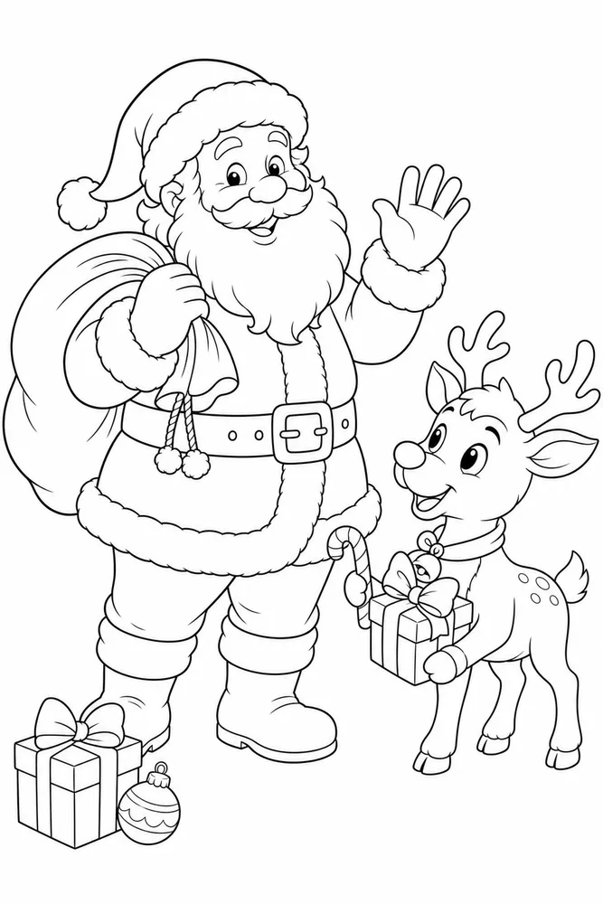 Christmas Santa Claus Christmas santa claus family scene coloring page