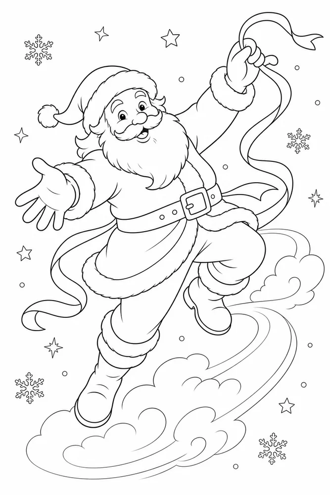 Christmas Santa Claus Christmas santa claus playful pose coloring page