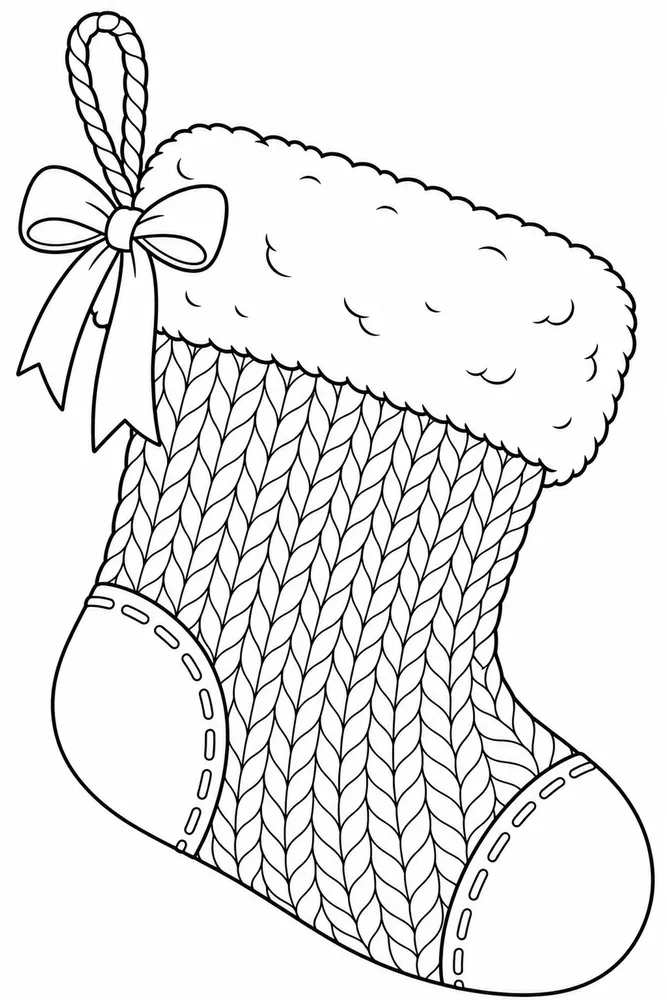 Christmas Stocking Christmas stocking close up detail coloring page