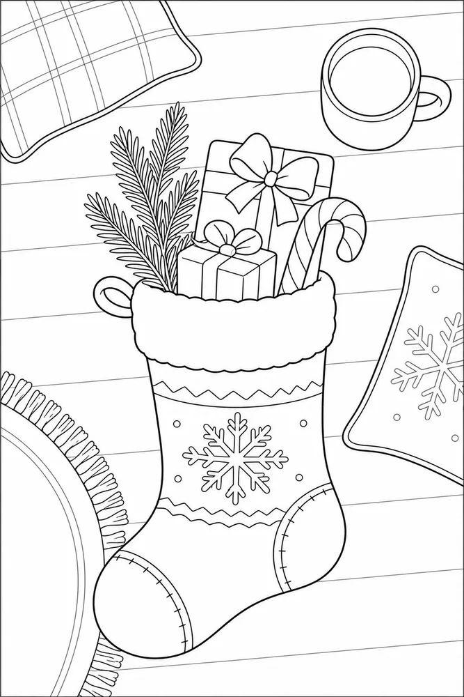 Christmas Stocking Christmas stocking cozy indoor moment coloring page