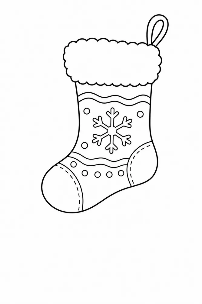 Christmas Stocking Coloring Pages preview: Christmas Stocking Christmas stocking front portrait coloring page