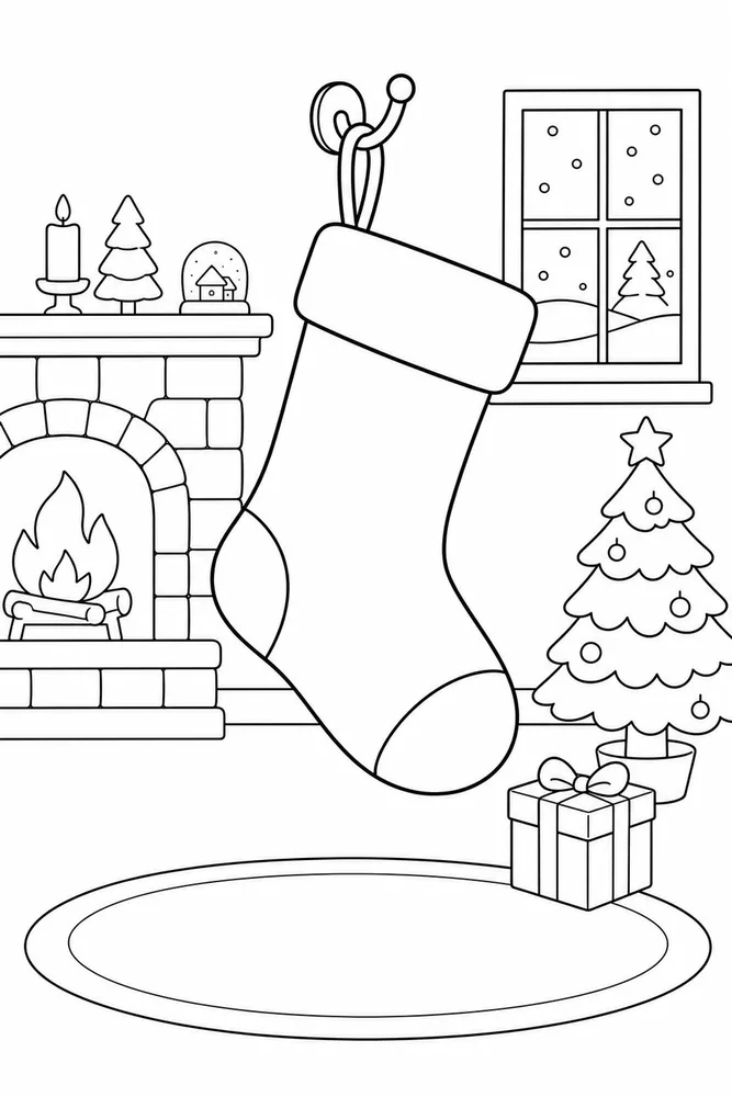 Christmas Stocking Christmas stocking habitat background coloring page