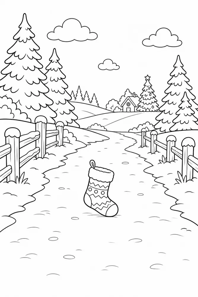 Christmas Stocking Christmas stocking outdoor path coloring page