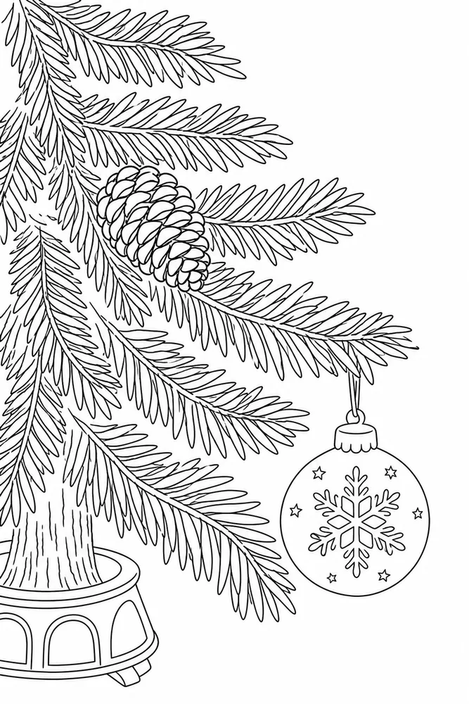 Christmas Tree Christmas tree close up detail coloring page