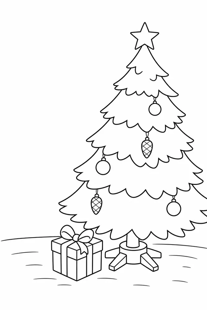 Christmas Tree Christmas tree easy beginner page coloring page