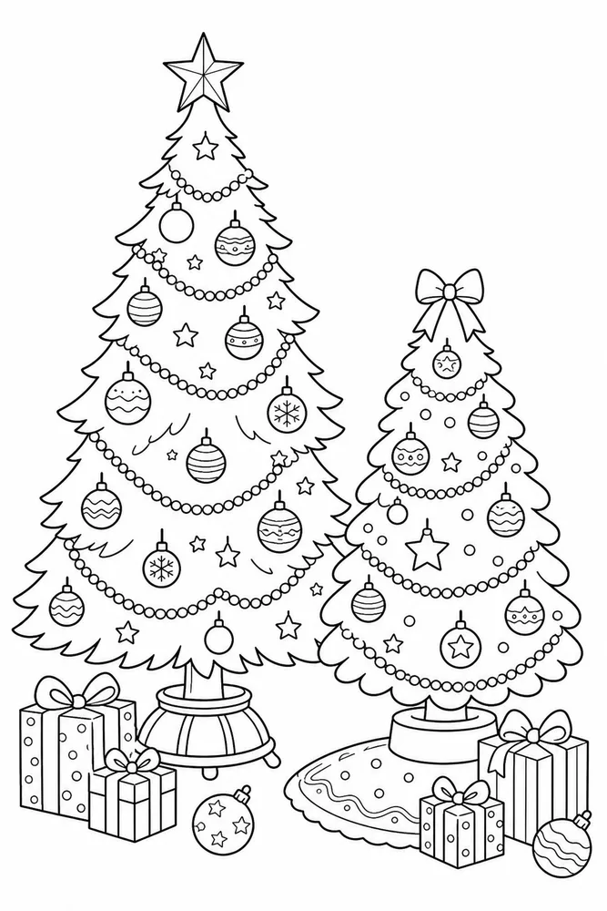 Christmas Tree Christmas tree family scene coloring page