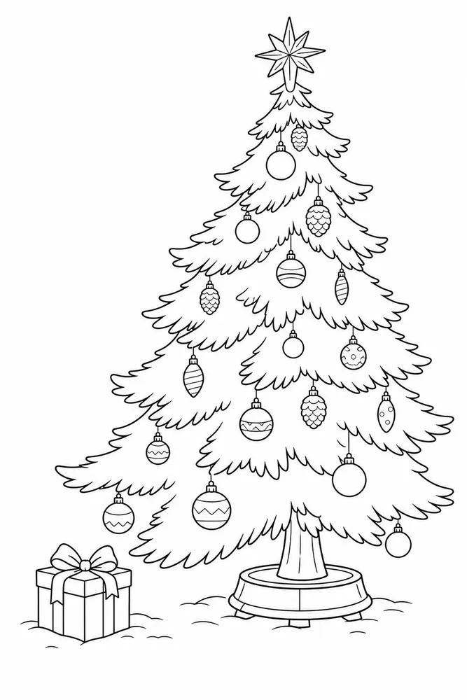 Christmas Tree Christmas tree front portrait coloring page