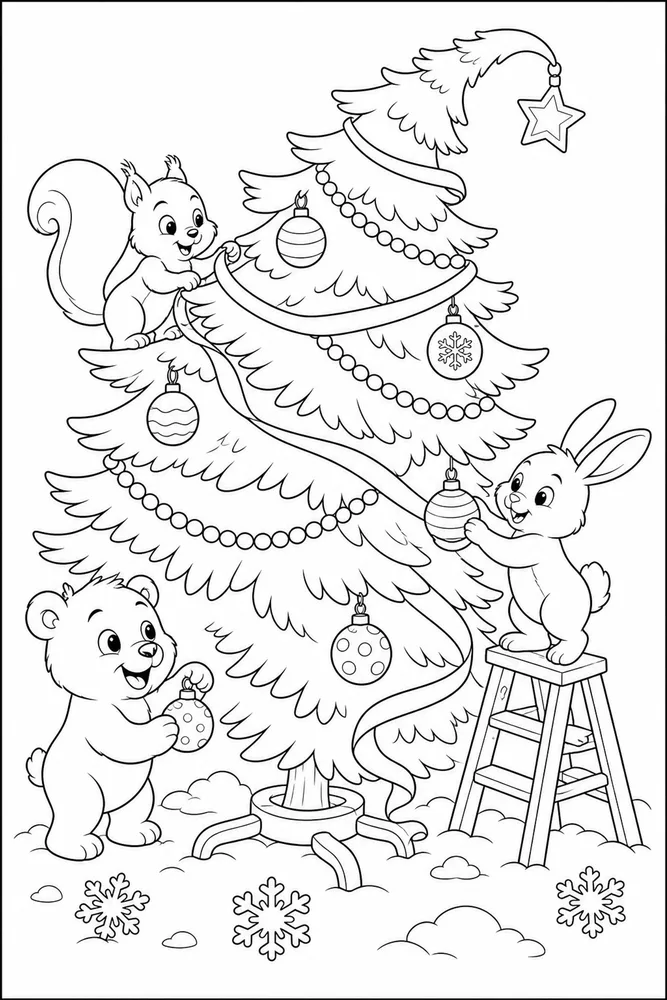 Christmas Tree Christmas tree playful pose coloring page