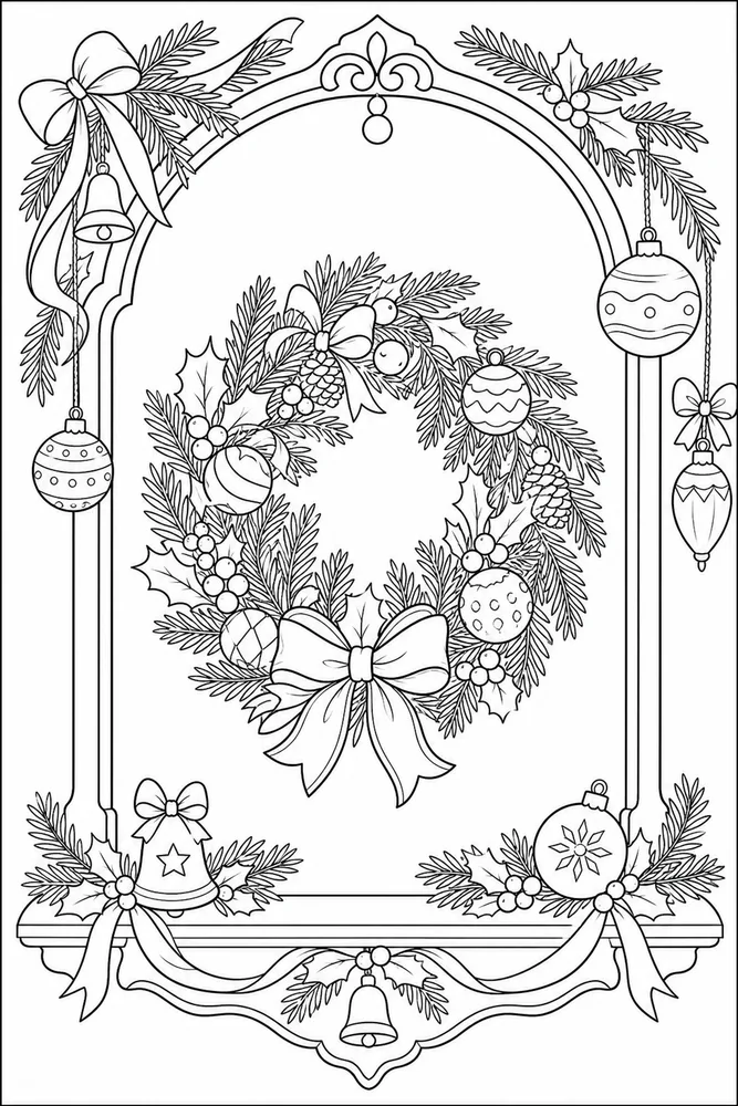 Christmas Wreath Christmas wreath decorative border coloring page