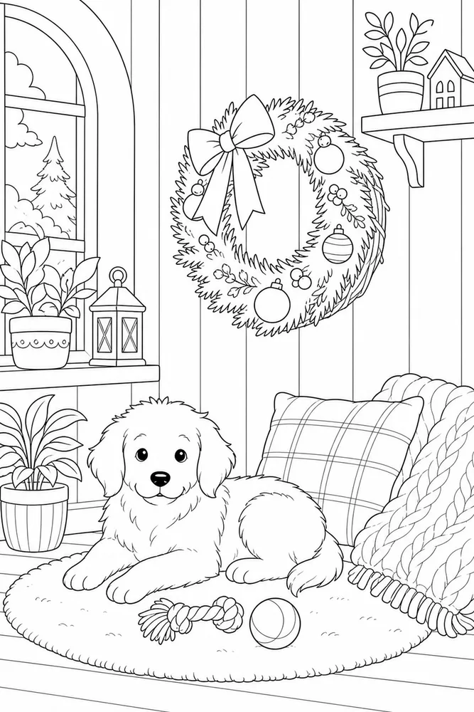 Christmas Wreath Christmas wreath habitat background coloring page