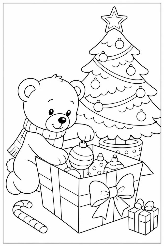 Easy Christmas Easy christmas activity scene coloring page