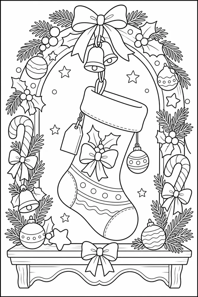 Easy Christmas Easy christmas decorative border coloring page