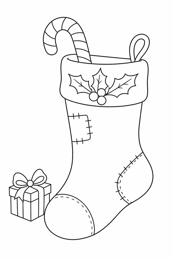 Easy Christmas Coloring Pages preview: Easy Christmas Easy christmas front portrait coloring page