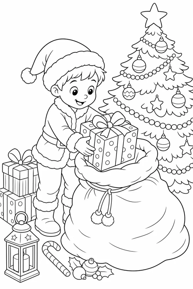 Merry Christmas Merry christmas activity scene coloring page