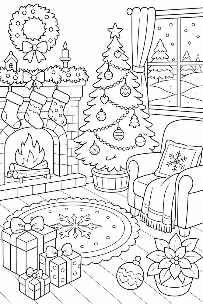 Merry Christmas Merry christmas habitat background coloring page