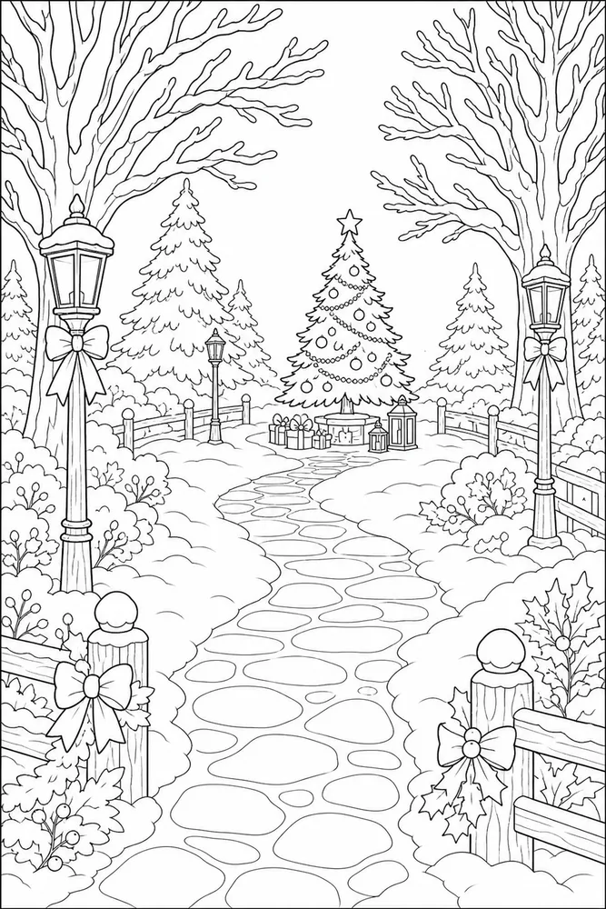 Merry Christmas Merry christmas outdoor path coloring page