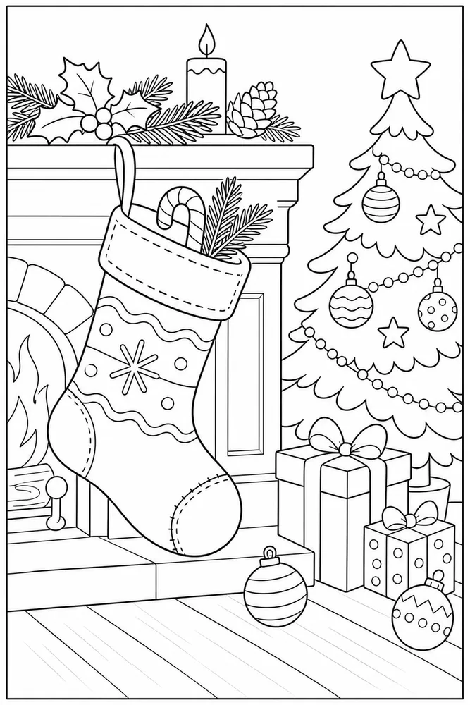 Merry Christmas Merry christmas simple scene coloring page