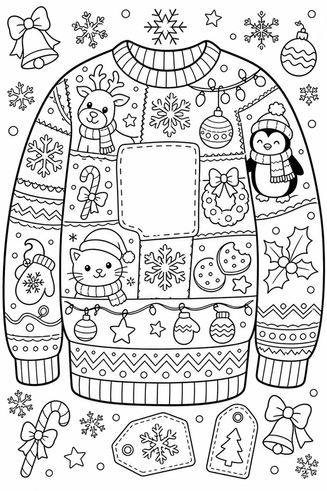 Ugly Christmas Sweater Design Your Own Ugly Sweater Template printable coloring page