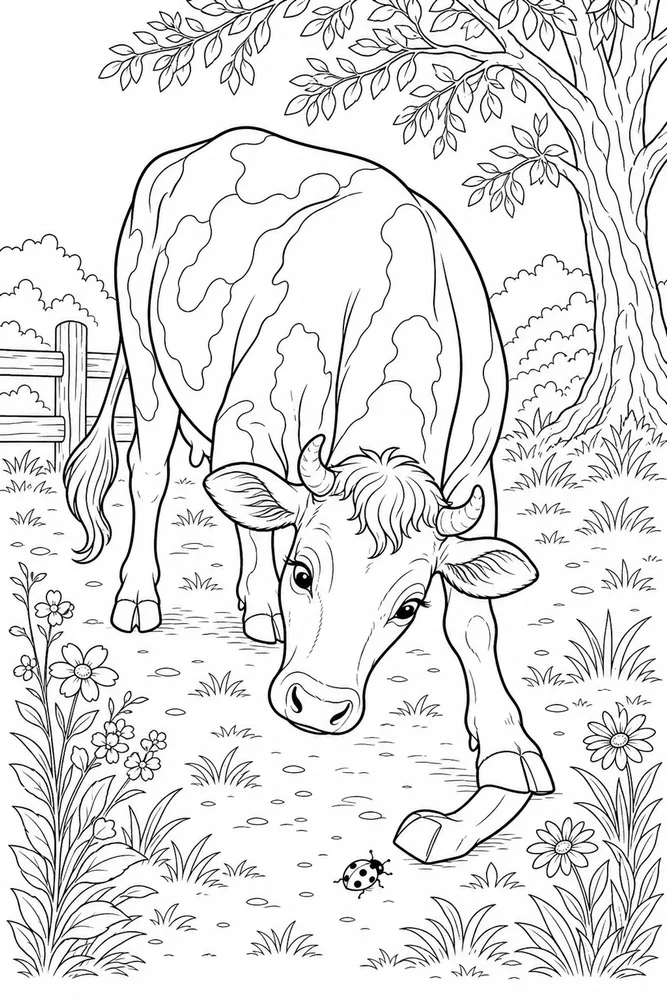 Cow for Adults Cow for adults activity scene coloring page