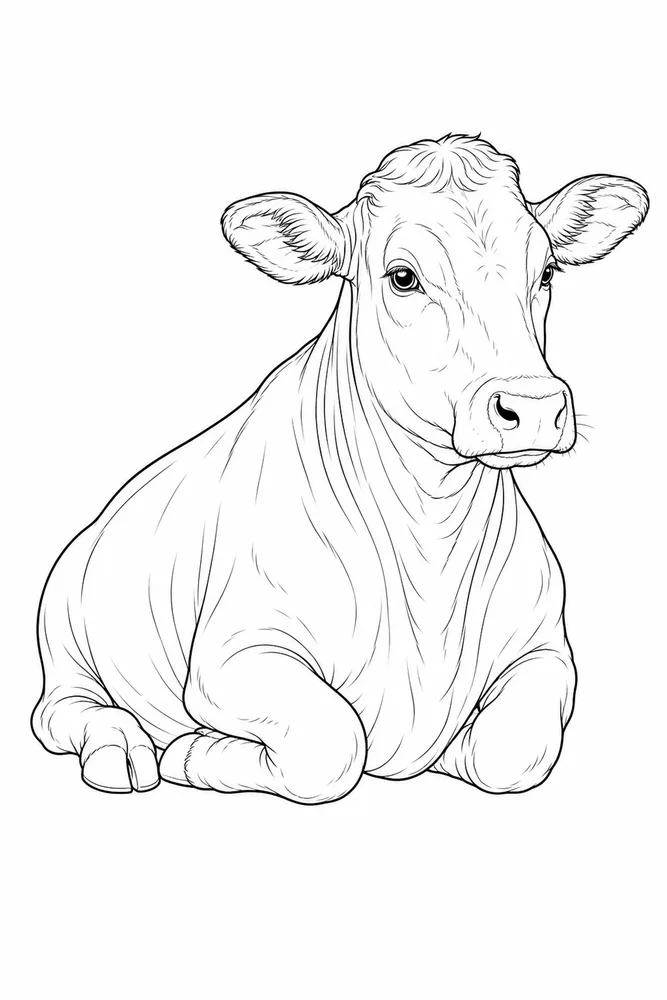 Cow for Adults Coloring Pages preview: Cow for Adults Cow for adults front portrait coloring page