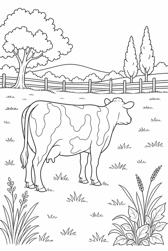 Cow for Adults Cow for adults habitat background coloring page