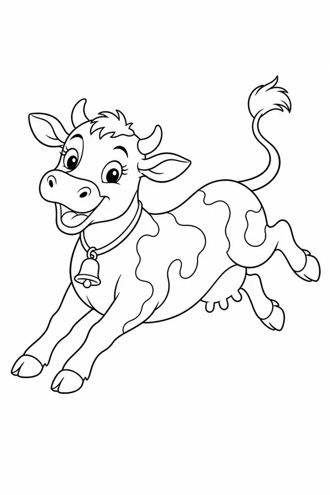 Cow for Adults Cow for adults playful pose coloring page