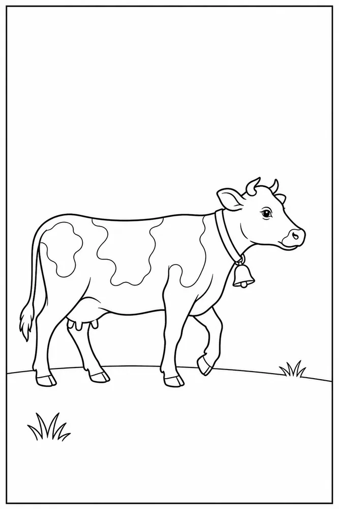 Cow for Adults Cow for adults simple scene coloring page
