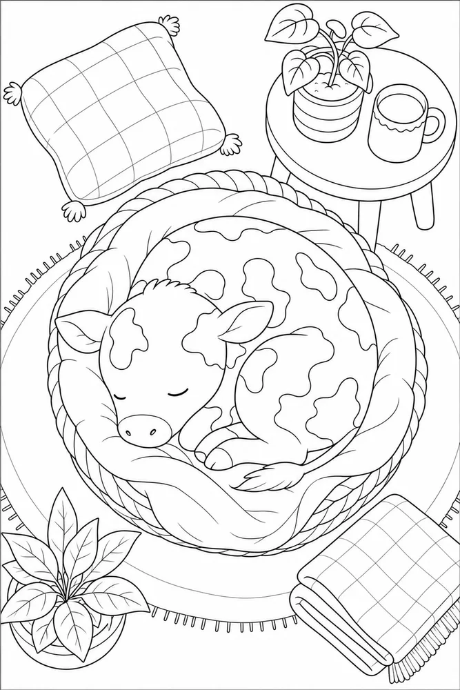 Cow Print Cow print cozy indoor moment coloring page