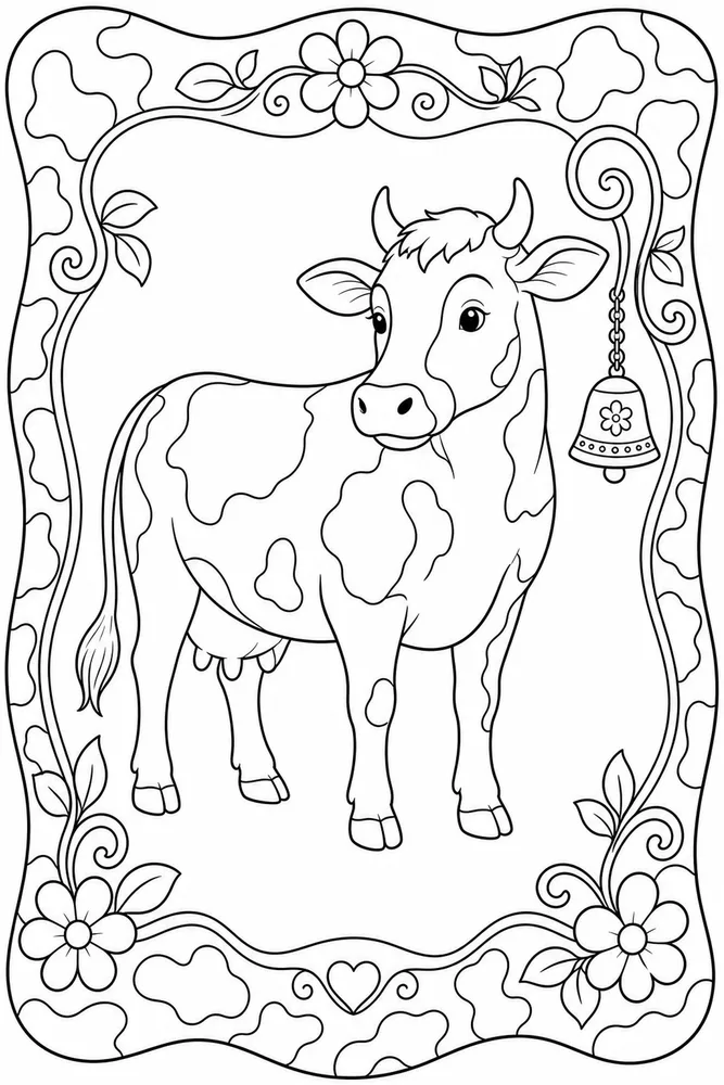 Cow Print Cow print decorative border coloring page