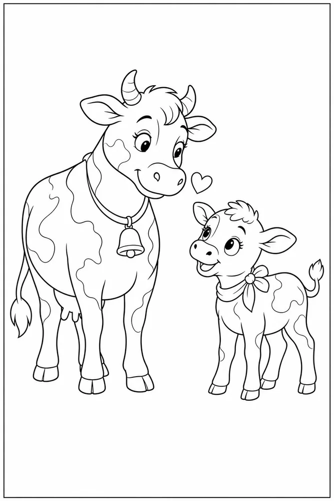 Cow Print Cow print family scene coloring page