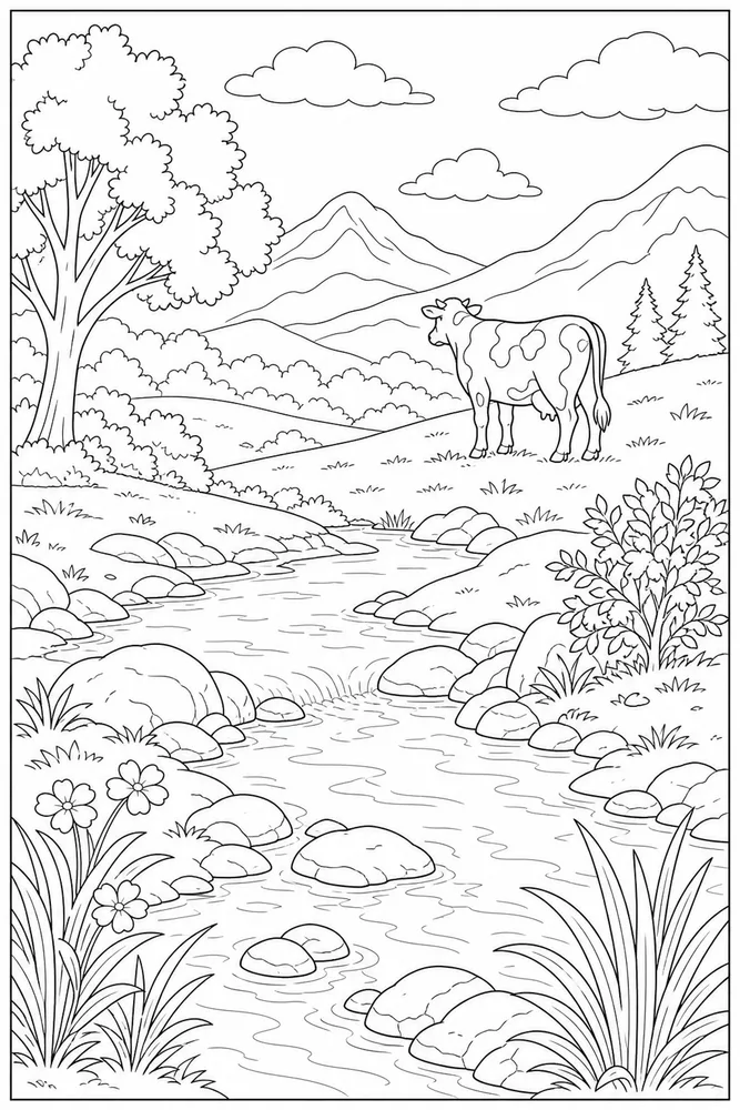 Cow Print Cow print habitat background coloring page