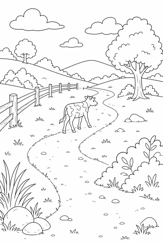 Cow Print Cow print outdoor path coloring page