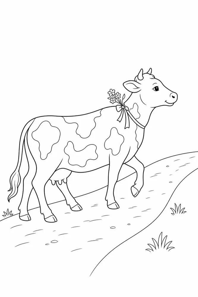 Cow Print Cow print simple scene coloring page