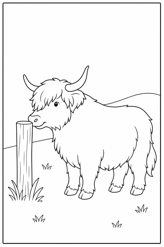 Highland Cow Highland cow easy beginner page coloring page
