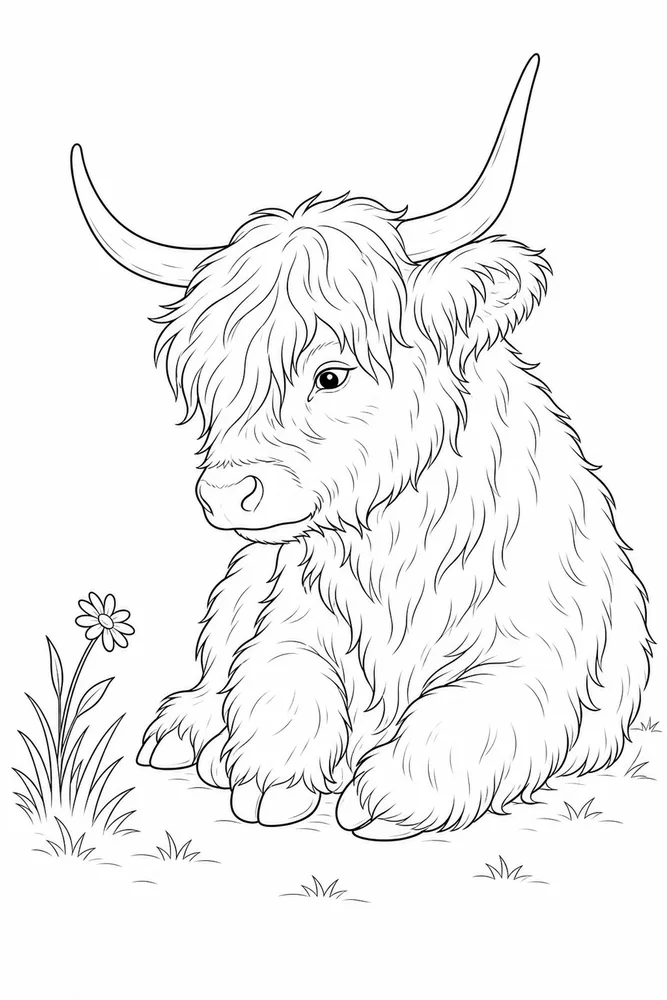 Highland Cow Coloring Pages preview: Highland Cow Highland cow front portrait coloring page