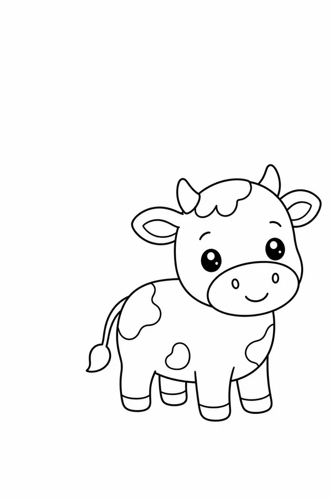 Kawaii Cow Kawaii cow easy beginner page coloring page